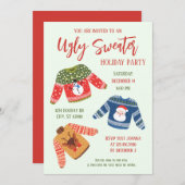 Amusant mignon Sweater Fête de Noël Invitation (Devant / Derrière)