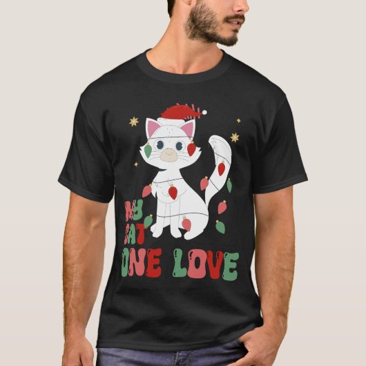 Amusant Noël amoureux des chats design T-shirt (Devant)