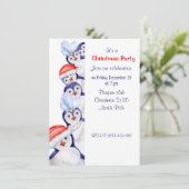 Amusant Noël Penguins Aquarelle Invitation (Debout devant)