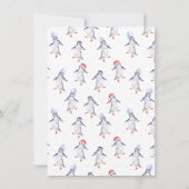 Amusant Noël Penguins Aquarelle Invitation (Dos)