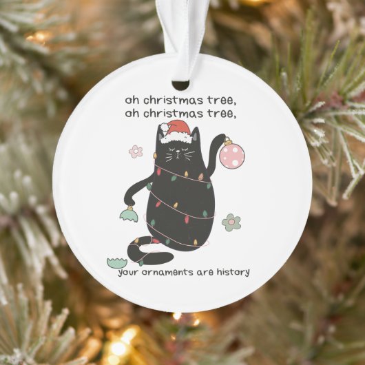 Amusant O Christmas Tree Humour de chat (Arbre)