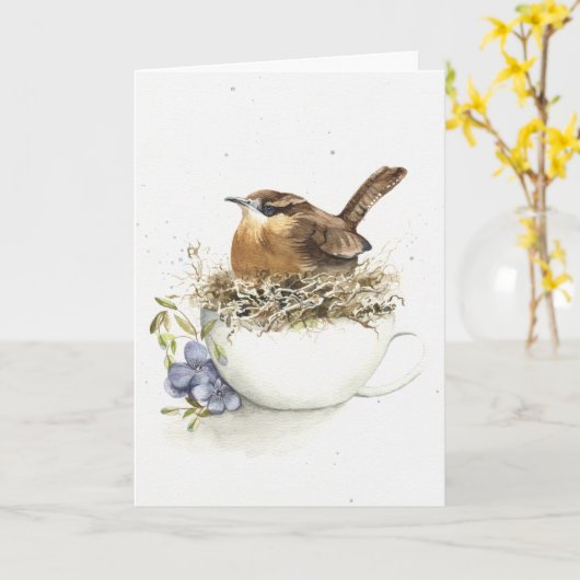 Amusant Oiseau Vieillir Bonne Carte d'Anniversaire (Fleur jaune)