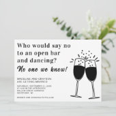 Amusant Open Bar Dancing Faire-part de mariage Déc (Debout devant)