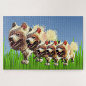 Amusant Parents De Chien Samoyé Avec Pups Puzzle (Horizontal)