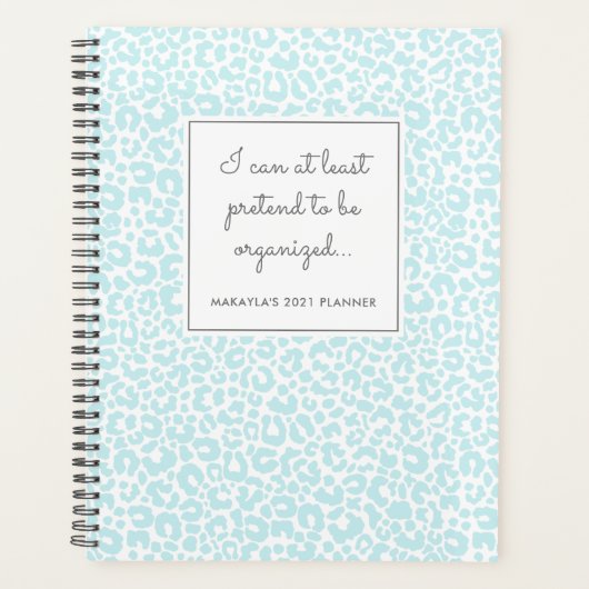 Amusant Pastel Empreinte de léopard Motif Bleu Pla (Devant)