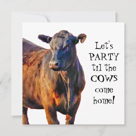 Amusant Pays Vache Bachelorette Fête Invitation (Devant)