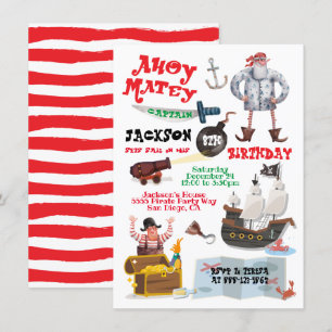 Amusant Pirate Anniversaire Fête Invitation