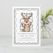 Amusant Reindeer Fête Invitation (Debout devant)