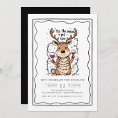 Amusant Reindeer Fête Invitation (Devant / Derrière)