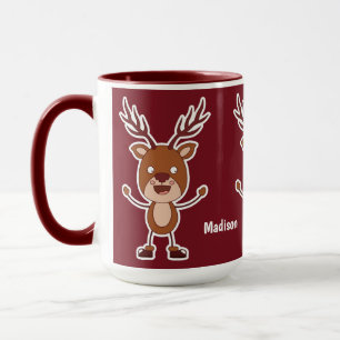 Amusant Reindeer nom personnalisé tasses