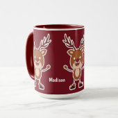 Amusant Reindeer nom personnalisé tasses (Devant gauche)