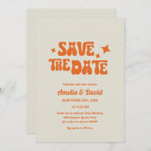 amusant rétro moderne super orange faire-part de m (Devant / Derrière)