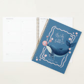 Amusant Retro Wavy Blue Whale rose bulles de gomme (Devant avec enveloppe)