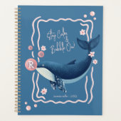 Amusant Retro Wavy Blue Whale rose bulles de gomme (Devant)