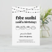 Amusant Sushi gratuit Anniversaire Fête Invitation (Debout devant)