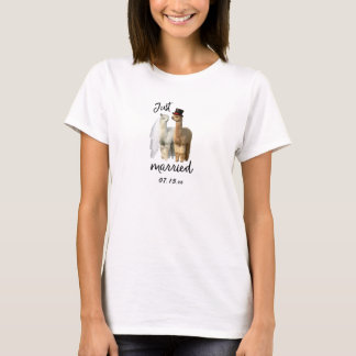 Amusant T-shirt Mariage mariée et mariée Alpaca