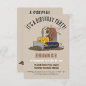 Amusant taureau conduisant bulldozer invitation an (Devant / Derrière)