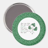 Amusant Vert Shamrock Irlandais fille Grand Magnet (Recto/Verso)