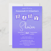 Amusant Violet Ombre BABY Blocks Douche Invitation (Devant)