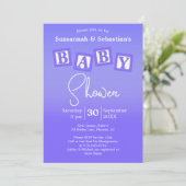 Amusant Violet Ombre BABY Blocks Douche Invitation (Debout devant)