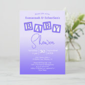 Amusant Violet Ombre BABY Blocks Douche Invitation (Debout devant)