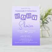 Amusant Violet Ombre BABY Blocks Douche Invitation (Debout devant)