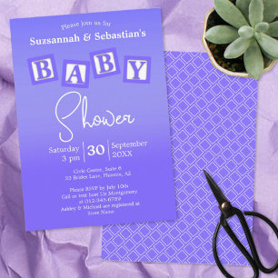 Amusant Violet Ombre BABY Blocks Douche Invitation