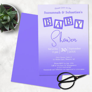 Amusant Violet Ombre BABY Blocks Douche Invitation