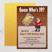 Amusante 19ème Anniversaire Invitation à la fête a (Devant / Derrière)