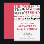 Amusante 43e anniversaire invitations son Myth Leg<br><div class="desc">Amusante 43e anniversaire invitations sa Femme Mythe Légende rouge</div>