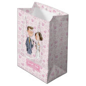 Amusante Aquarelle Mariage Sac cadeau Mariée Groom (Devant Angle)