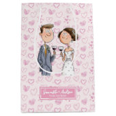 Amusante Aquarelle Mariage Sac cadeau Mariée Groom (Devant)