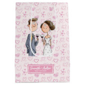Amusante Aquarelle Mariage Sac cadeau Mariée Groom (Dos)