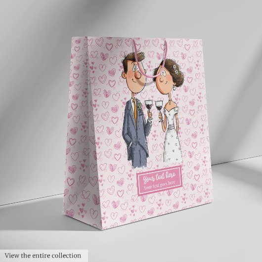 Amusante Aquarelle Mariage Sac cadeau Mariée Groom