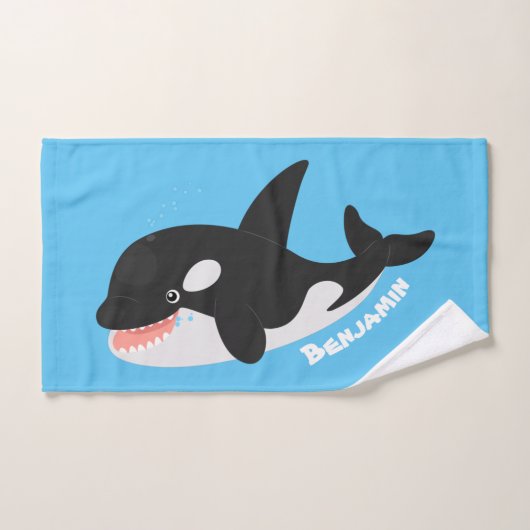 Amusante baleine orque mignonne dessin animé (Serviette à main)