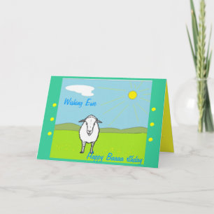 Amusante carte d'anniversaire, avec des moutons.