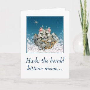 Amusante carte de Noël de l'ange de chat mignon