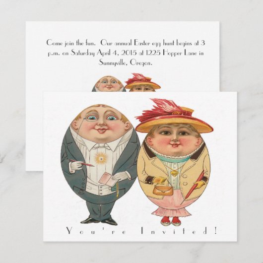 Amusante Chasse aux Oeufs de Pâques Invitation de  (Devant / Derrière)