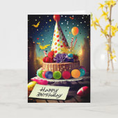 Amusante fête d'anniversaire, carte de voeux pliée (Fleur jaune)