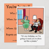 Amusante fête d'anniversaire Invitations pour elle (Devant / Derrière)