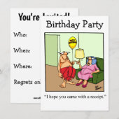 Amusante fête d'anniversaire Invitations pour elle (Devant / Derrière)