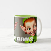 Amusante Fille Elfe Joyeux Mug de Noël (Devant droit)