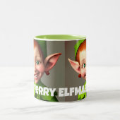 Amusante Fille Elfe Joyeux Mug de Noël (Centre)