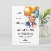 Amusante invitation à l'anniversaire de Trump (Debout devant)