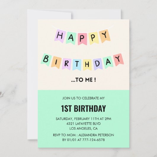 Amusante invitation de 1er anniversaire Joyeux ann (Devant)