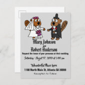 Amusante mariée castor et Faire-part de mariage de (Devant / Derrière)