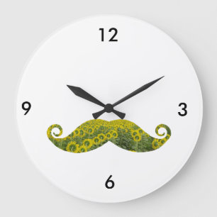 Amusante Moustache Florale ronde (grande horloge m