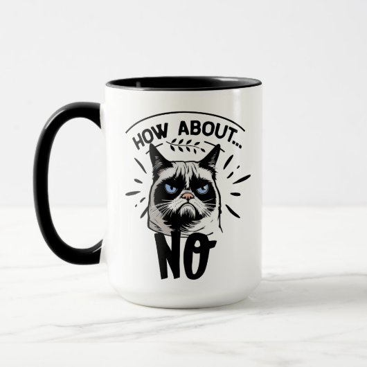 Amusante Mug de chat, Hilarié 'Pas De Moyens Non'  (Gauche)