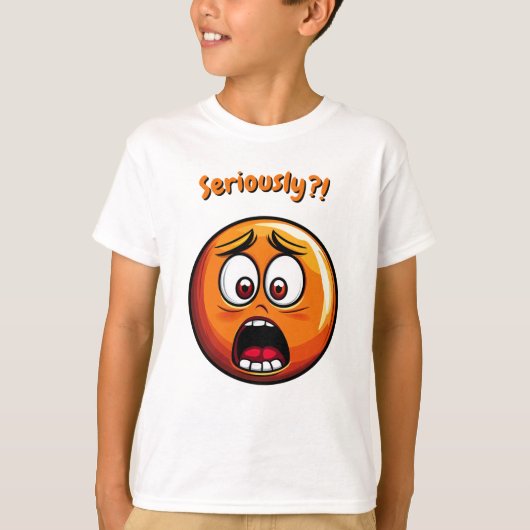 Amusante Orange Choqué Emoji T-shirt Enfants (Devant)