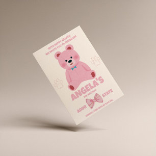 Amusante Ours Rose Fille Invitation Anniversaire